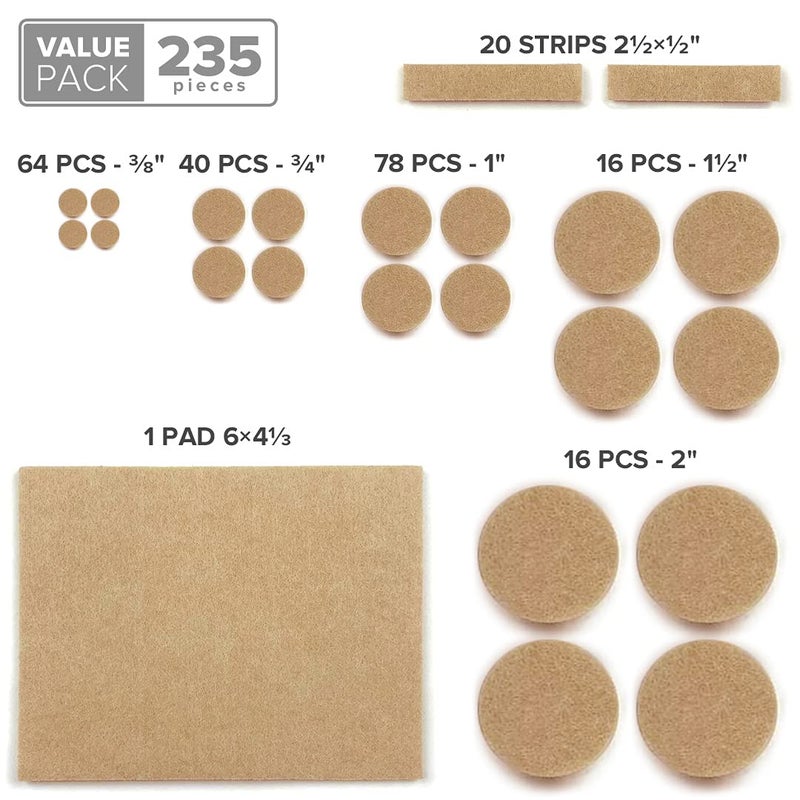 X-Protector Felt Furniture Pads X-PROTECTOR 235 PCS Premium Furniture Pads - Felt Pads Furniture Feet Best Wood Floor Protectors - Protect Your Hardwood & Laminate Flooring! - Image 5